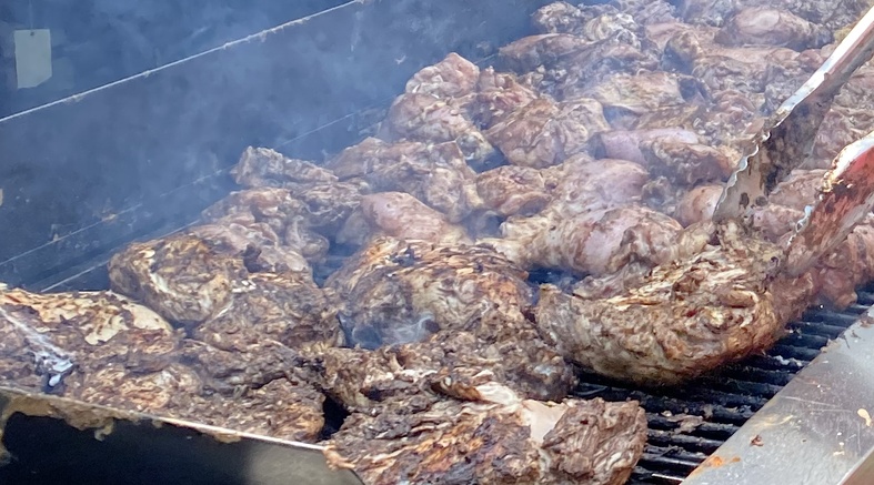 Jerk chicken on the grill
